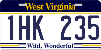 WV license plate 1HK235