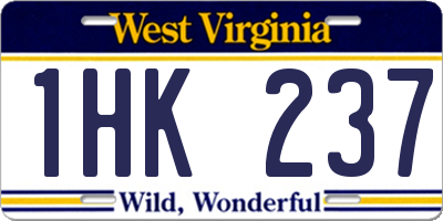 WV license plate 1HK237