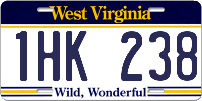 WV license plate 1HK238