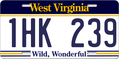 WV license plate 1HK239