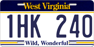 WV license plate 1HK240