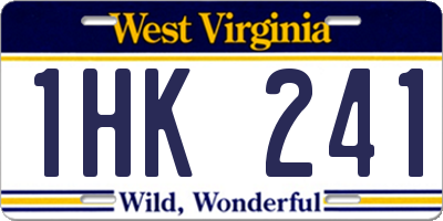 WV license plate 1HK241