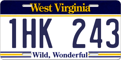 WV license plate 1HK243
