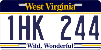 WV license plate 1HK244