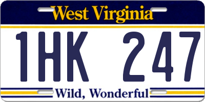 WV license plate 1HK247