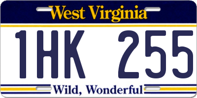 WV license plate 1HK255