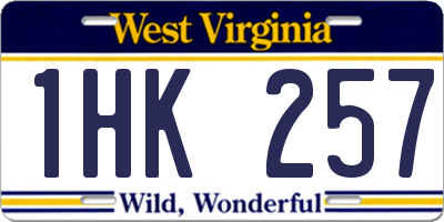 WV license plate 1HK257