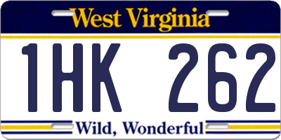 WV license plate 1HK262