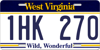 WV license plate 1HK270