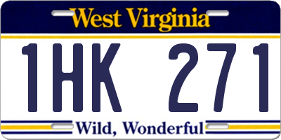 WV license plate 1HK271