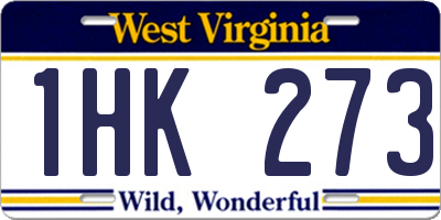 WV license plate 1HK273