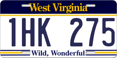 WV license plate 1HK275