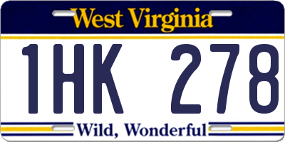 WV license plate 1HK278