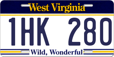 WV license plate 1HK280