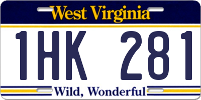 WV license plate 1HK281