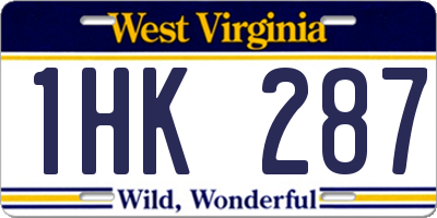 WV license plate 1HK287