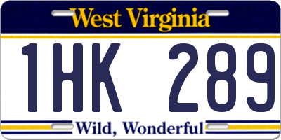 WV license plate 1HK289