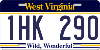 WV license plate 1HK290