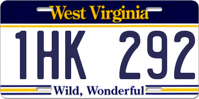 WV license plate 1HK292