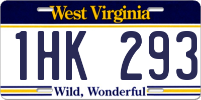 WV license plate 1HK293