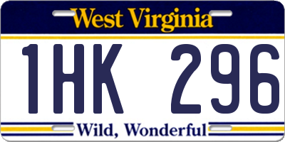 WV license plate 1HK296