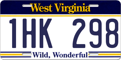 WV license plate 1HK298