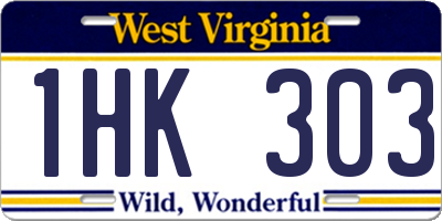 WV license plate 1HK303