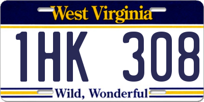 WV license plate 1HK308