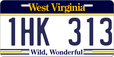 WV license plate 1HK313