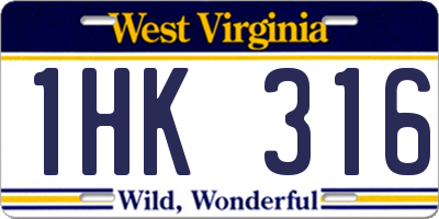 WV license plate 1HK316