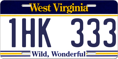 WV license plate 1HK333