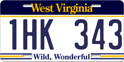 WV license plate 1HK343