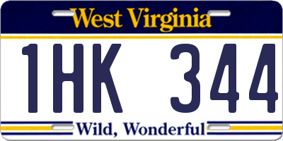 WV license plate 1HK344