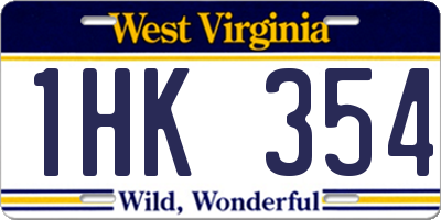 WV license plate 1HK354