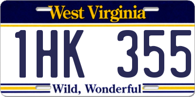 WV license plate 1HK355