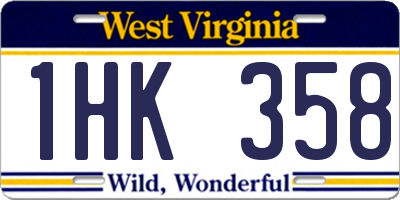 WV license plate 1HK358