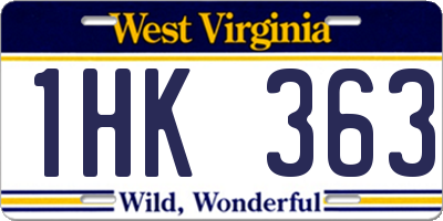 WV license plate 1HK363