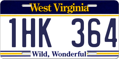 WV license plate 1HK364