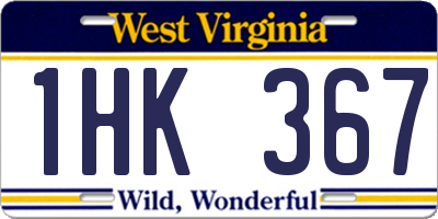 WV license plate 1HK367