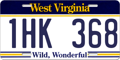 WV license plate 1HK368