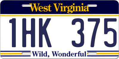 WV license plate 1HK375