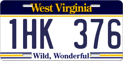 WV license plate 1HK376