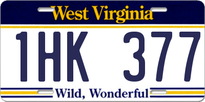 WV license plate 1HK377