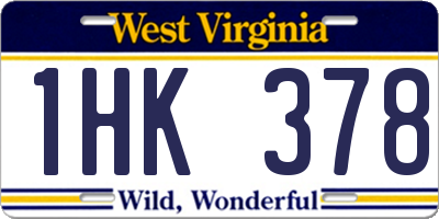 WV license plate 1HK378