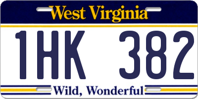 WV license plate 1HK382