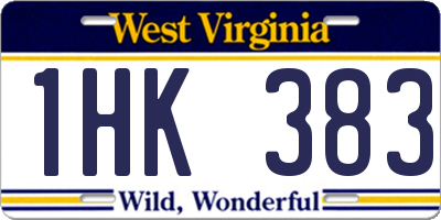 WV license plate 1HK383