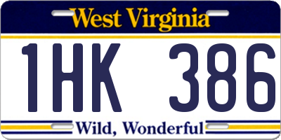 WV license plate 1HK386