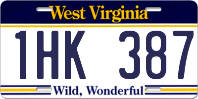 WV license plate 1HK387