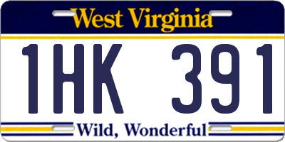 WV license plate 1HK391