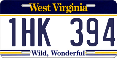 WV license plate 1HK394